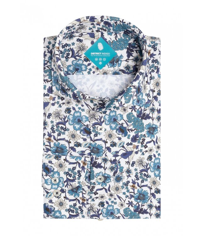 District Indigo Pique Performance Shirt Blauw