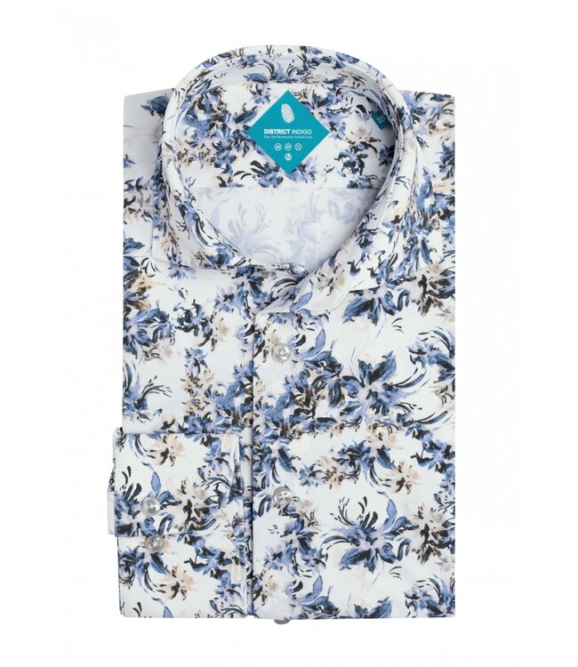 District Indigo District Indigo Pique Performance Shirt Wit