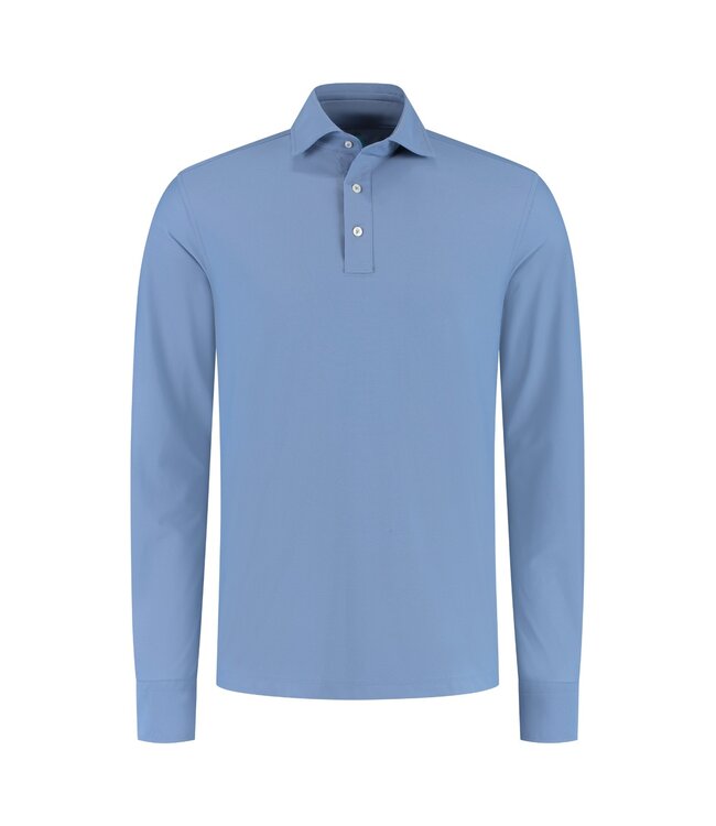 District Indigo Pique Performance Longsleeve Polo Blue