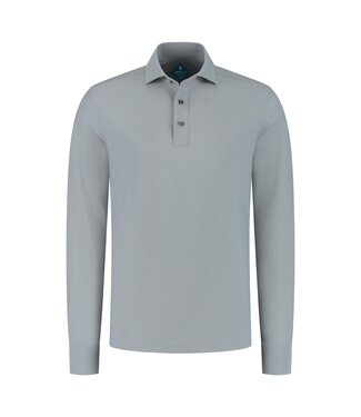 District Indigo Pique Performance Longsleeve Polo Antraciet