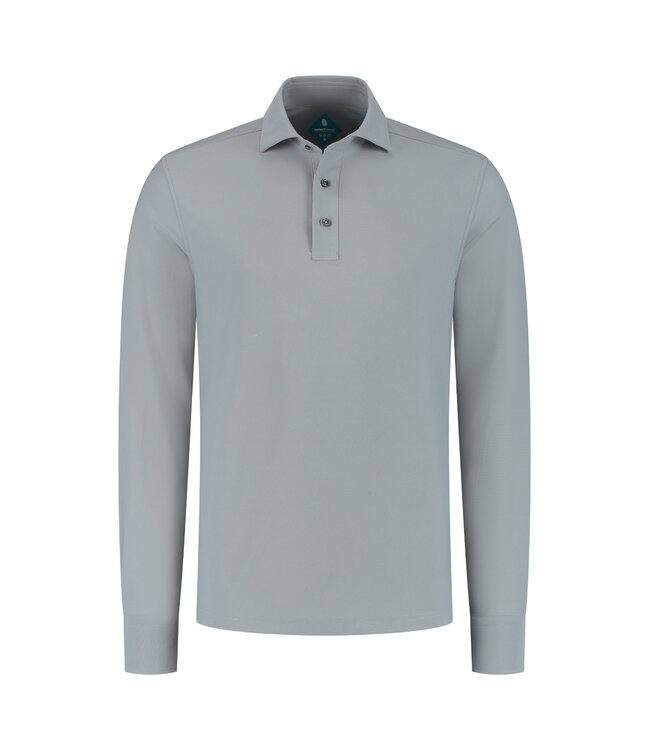 District Indigo Pique Performance Longsleeve Polo Antraciet