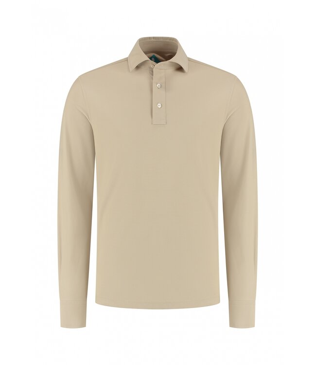 District Indigo Pique Performance Longsleeve Polo Sand