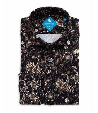 District Indigo District Indigo Pique Performance Shirt Print Beige  - Copy