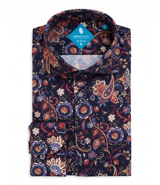 District Indigo District Indigo Pique Performance Shirt Print Fuchsia