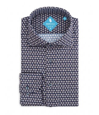 District Indigo District Indigo Pique Performance Shirt Print Beige