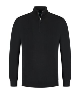 District Indigo District Indigo Half Zip Tencel Zwart