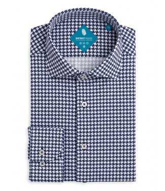 District Indigo District Indigo Pique Performance Shirt Print Light Blue
