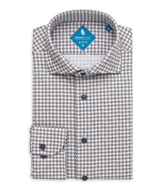 District Indigo District Indigo Pique Performance Shirt Print Grijs