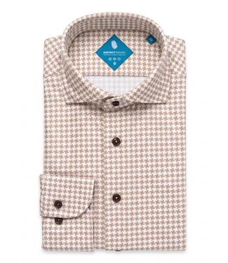 District Indigo District Indigo Pique Performance Shirt Print Beige