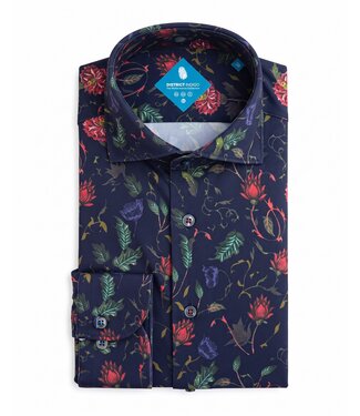 District Indigo District Indigo Pique Performance Shirt Print Navy
