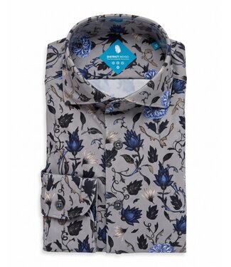 District Indigo Pique Performance Shirt Print Grijs