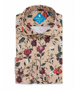 District Indigo District Indigo Pique Performance Shirt Print Beige