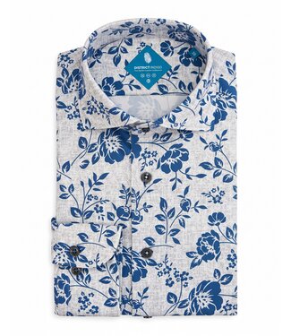 District Indigo Pique Performance Shirt Print Blue