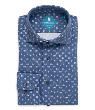 District Indigo District Indigo Pique Performance Shirt Print Blauw