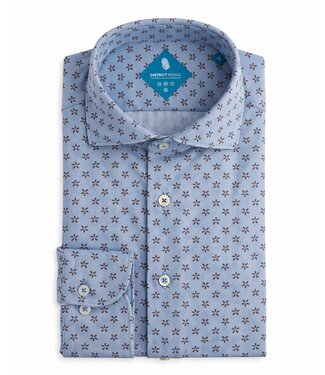 District Indigo District Indigo Pique Performance Shirt Print Light Blue