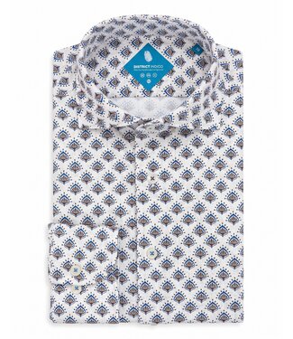District Indigo Pique Performance Shirt Print Beige