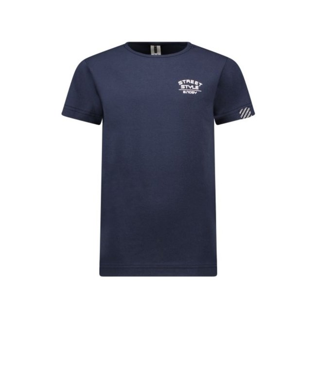 B.Nosy B.Nosy Boys uni shirt with small chest print night blue Y203-6448 114