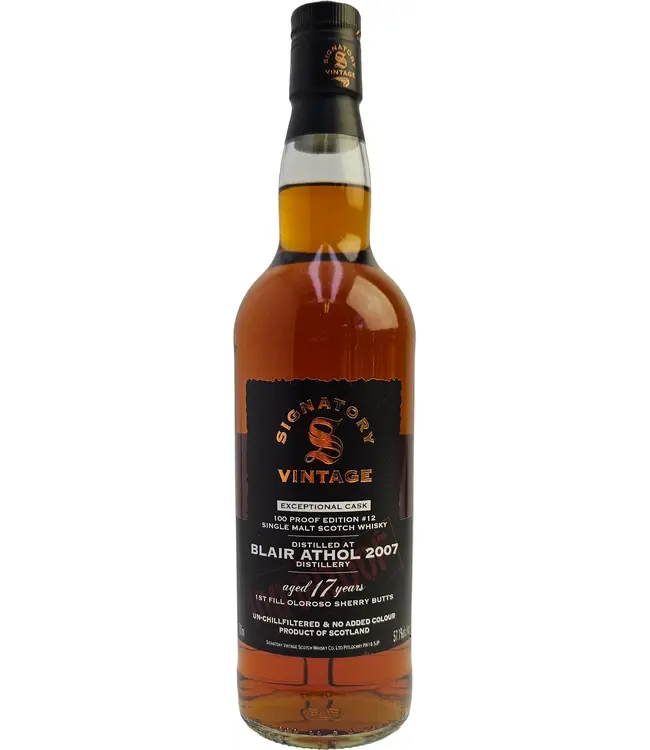 Blair Athol 2007 Signatory 100 Exceptional Cask Proof #12
