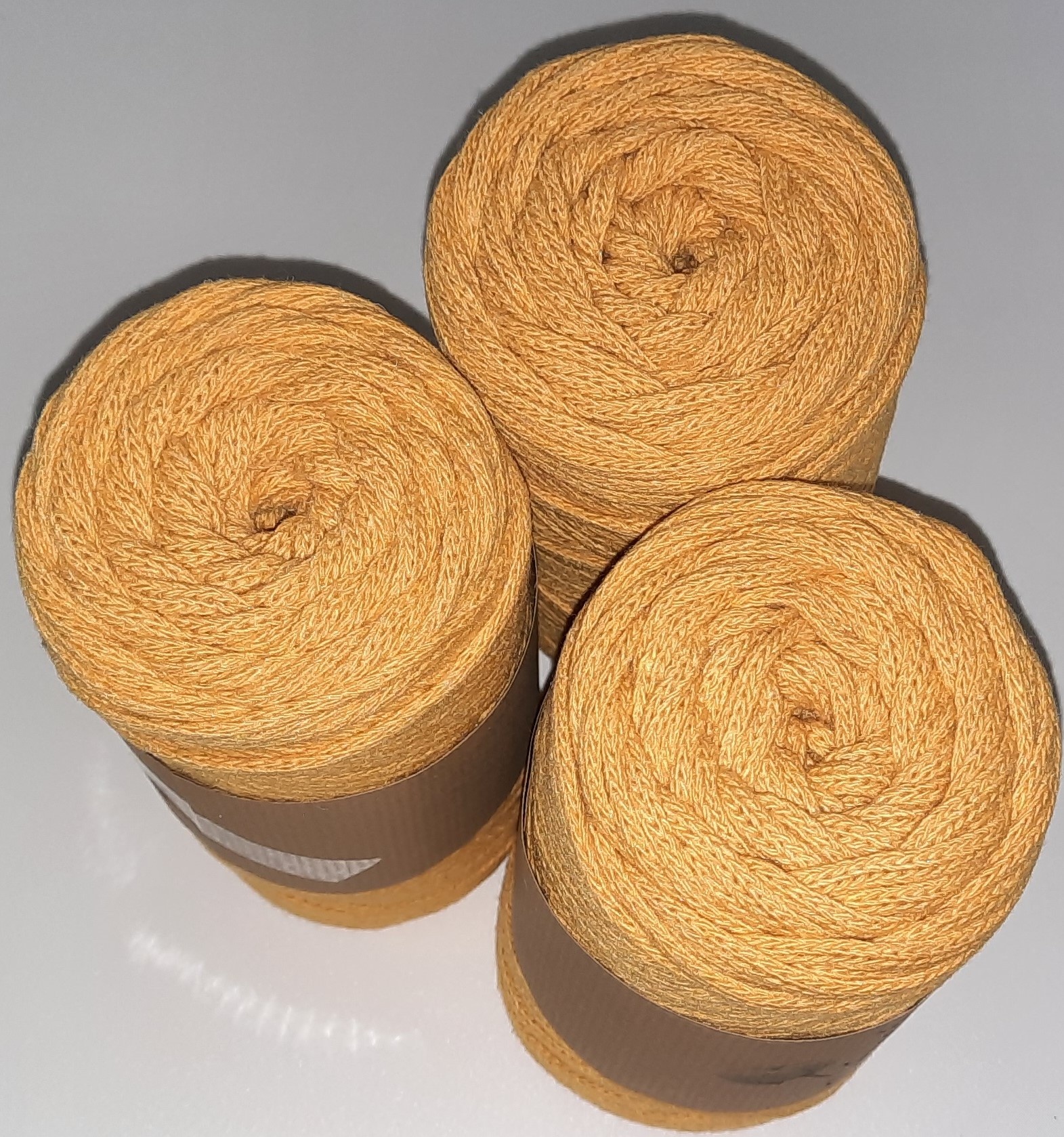 3mm Macrame koord Mosterdgeel/Oker- gevlochten - gerecycled katoen