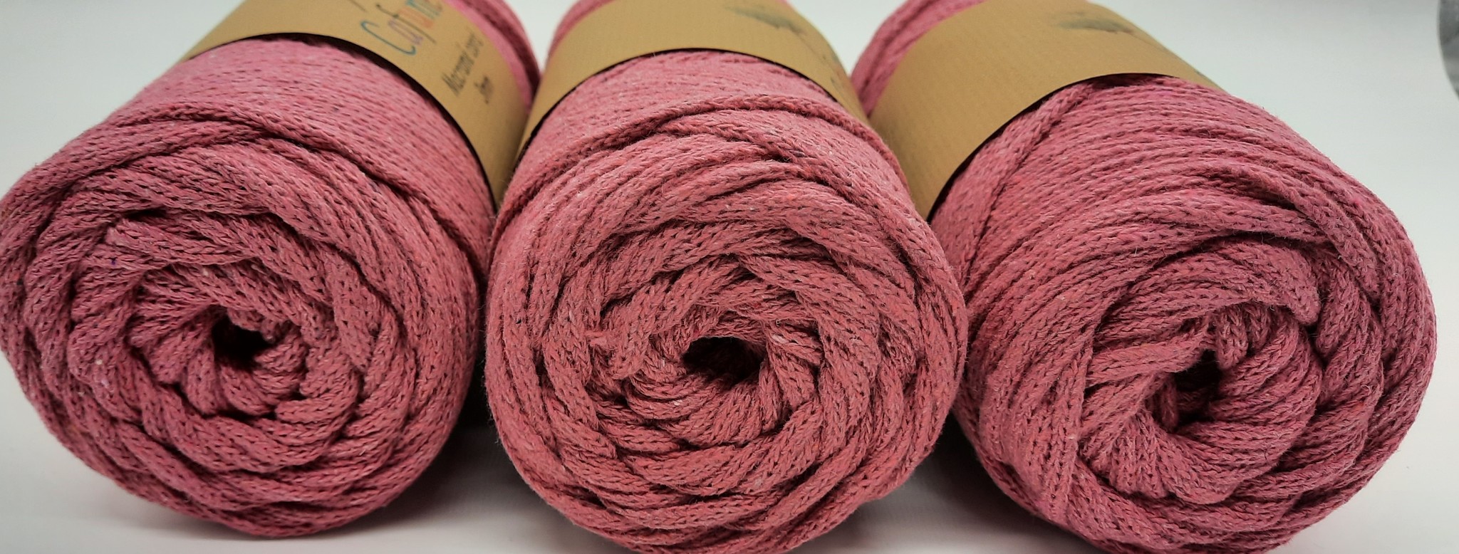 3mm Macrame koord fuchsia - gevlochten -gerecycled katoen