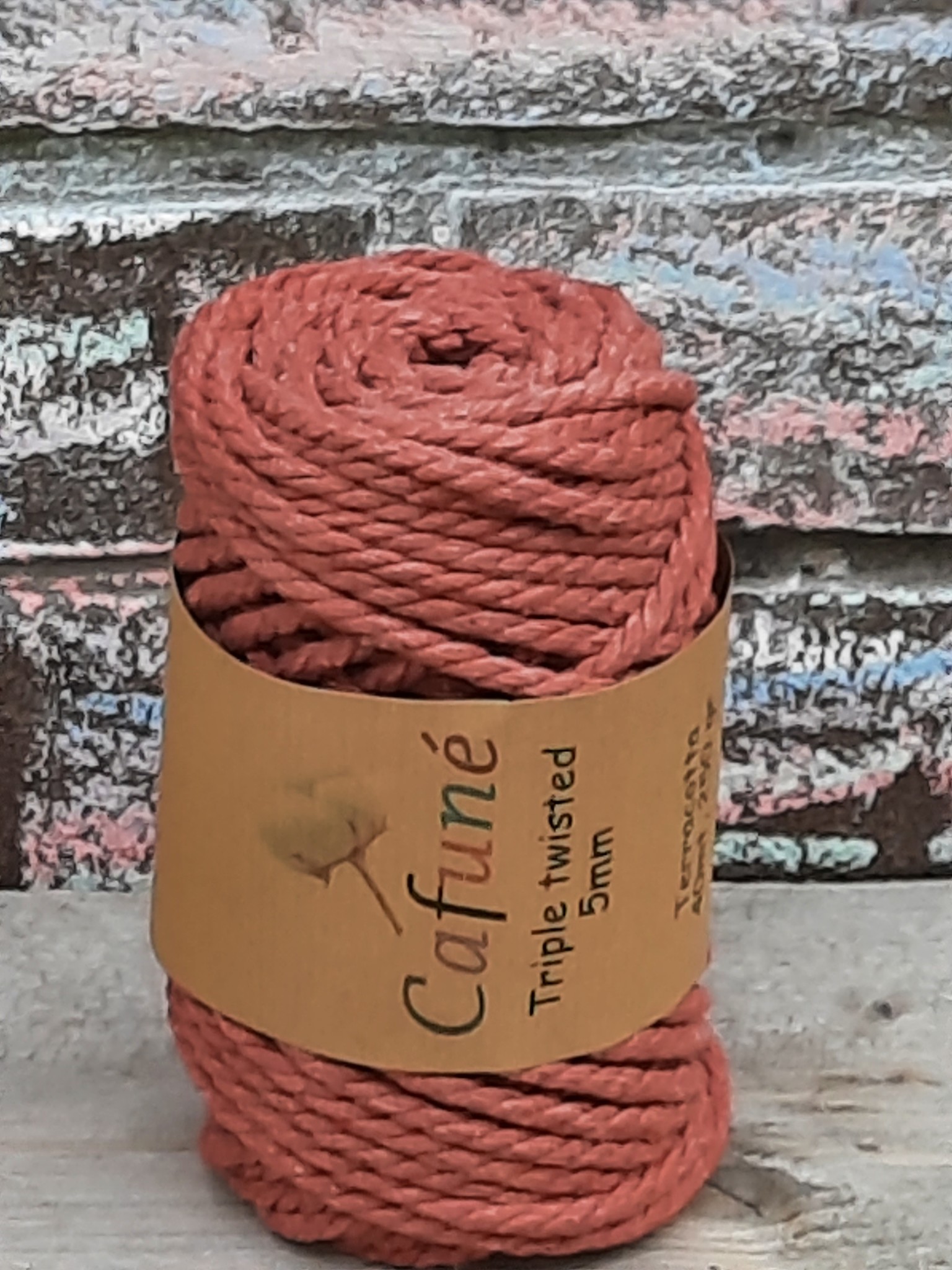 5mm Macrame touw Terracotta Triple twisted uitkambaar