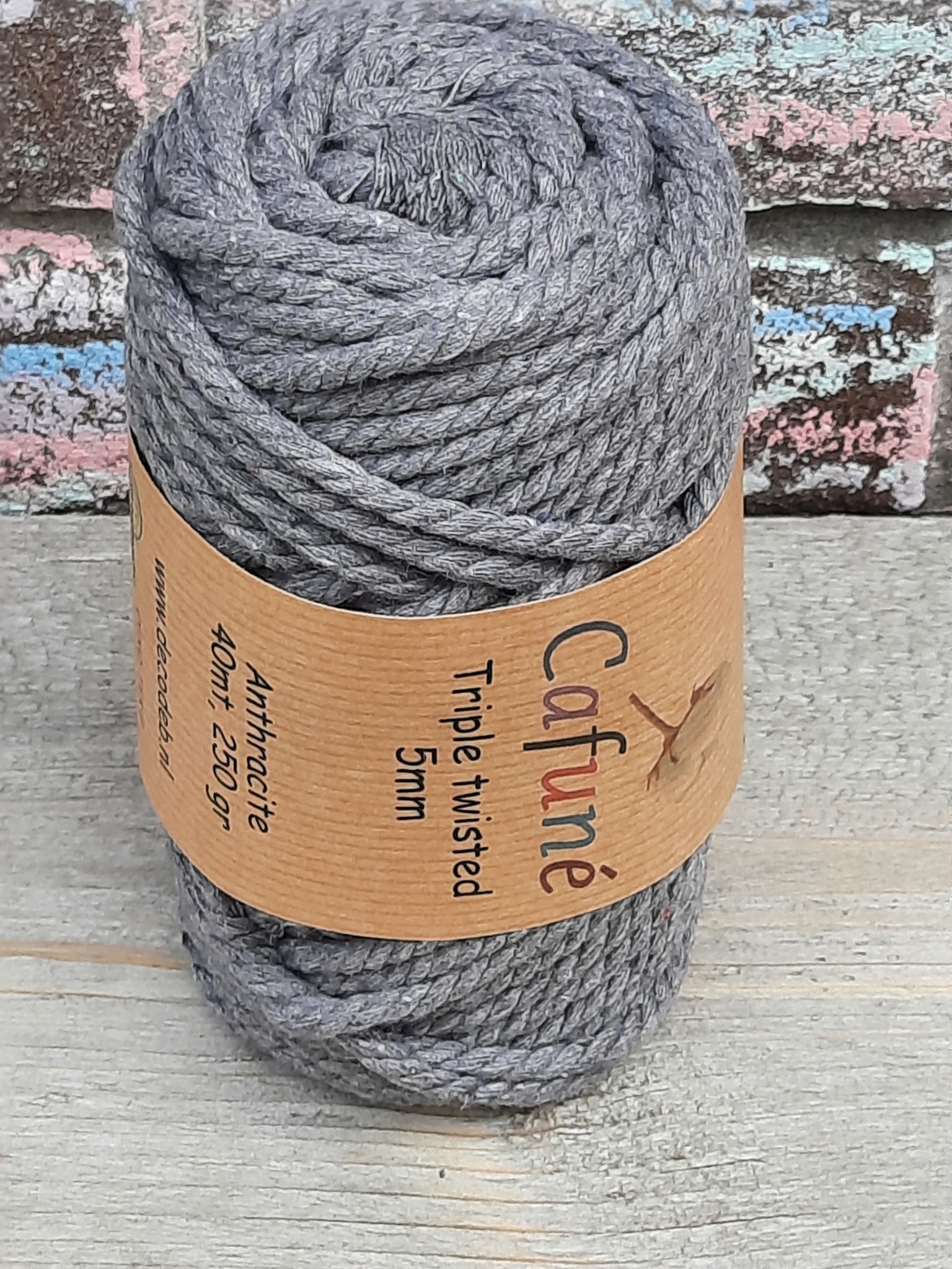 Licht Antraciet Triple twisted 5mm