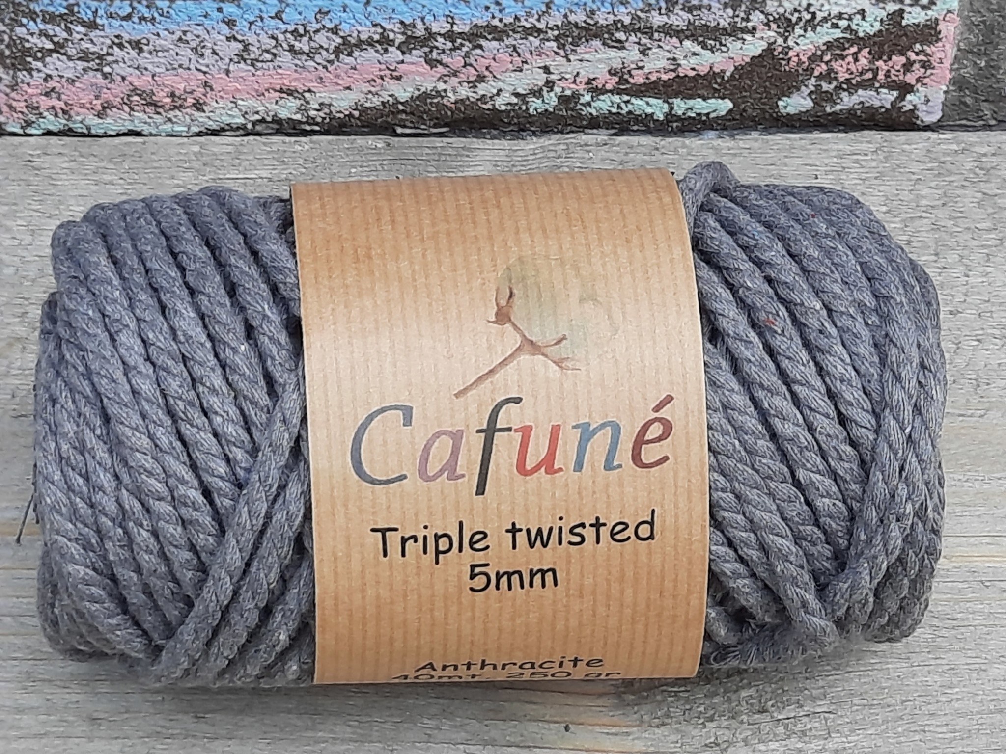 Licht Antraciet Triple twisted 5mm