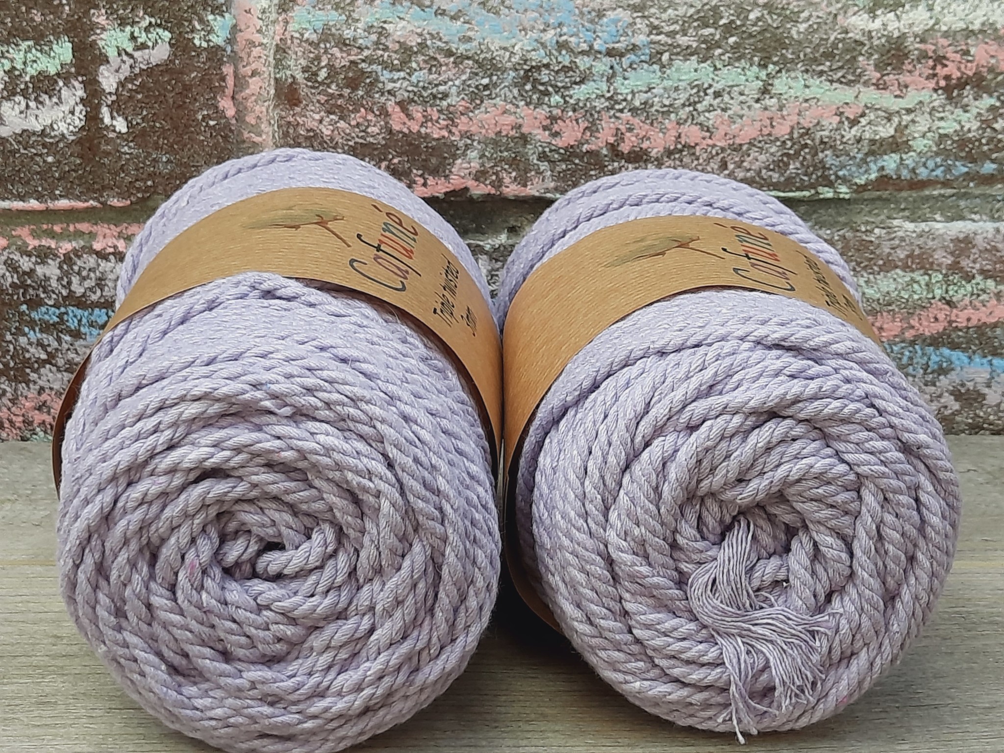 3mm Macrame touw Lila Triple twisted uitkambaar