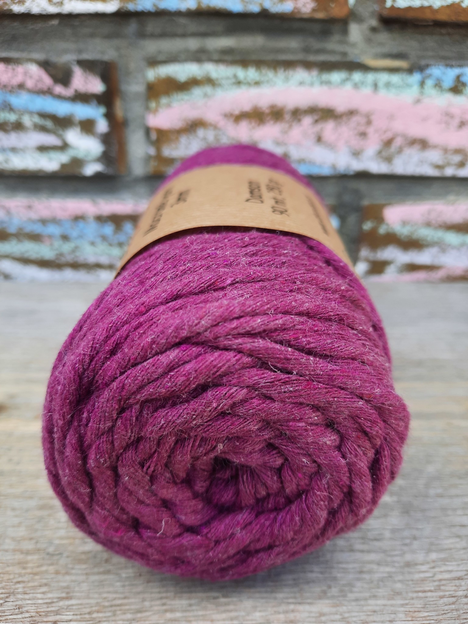 Macrame garen 3mm Damson/Maroon enkel gedraaid uitkambaar gerecycled katoen