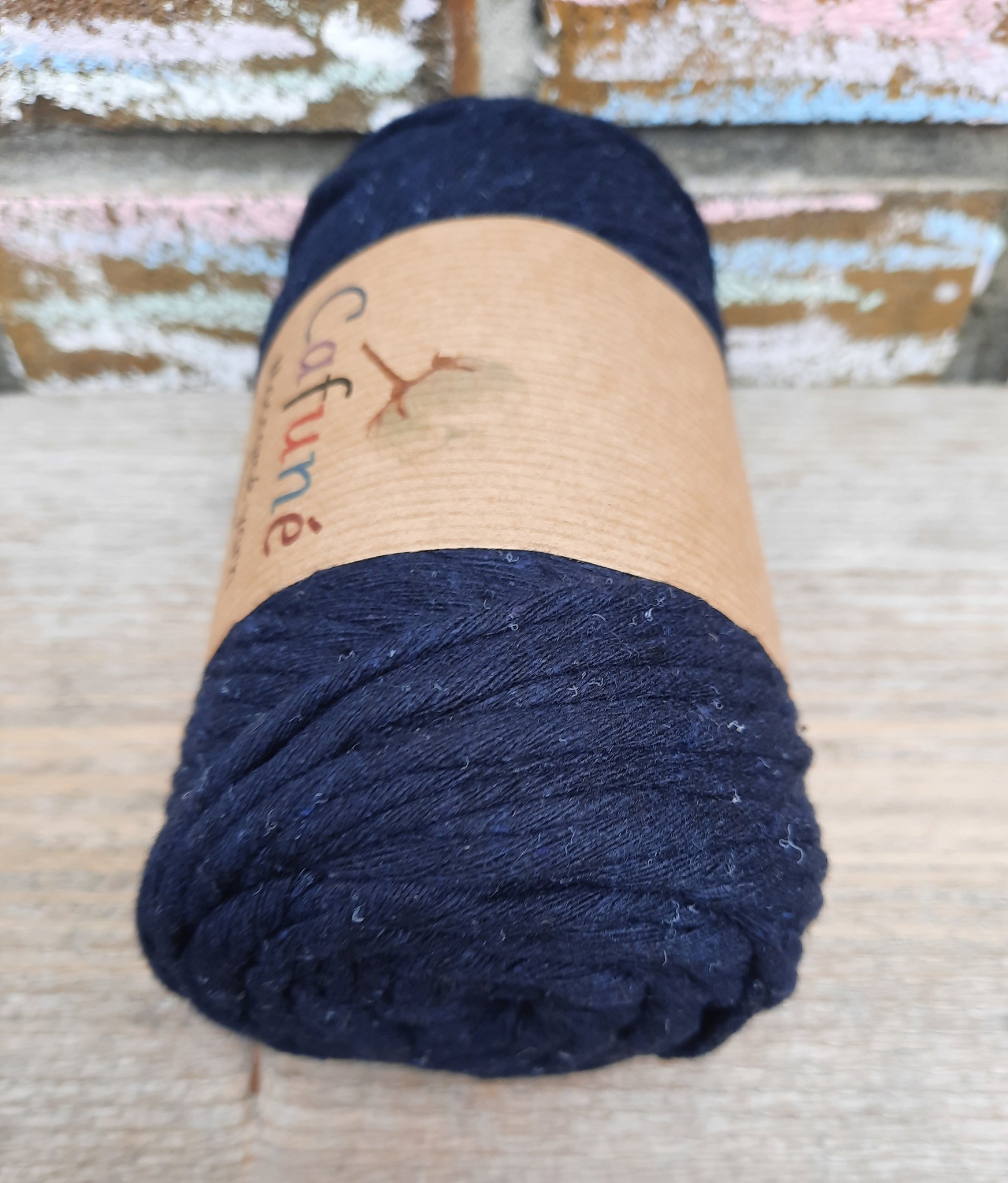 Macrame garen 3mm Navy enkel gedraaid uitkambaar gerecycled katoen