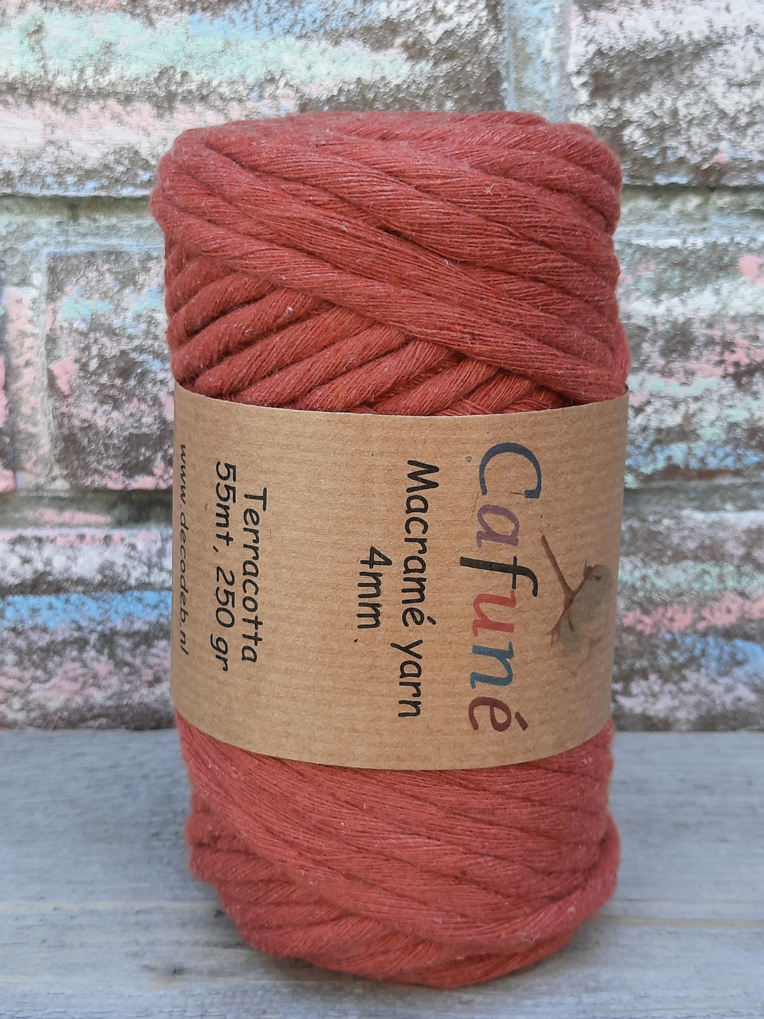 Macramé garen - 4mm - Terracotta-gerecycled katoen