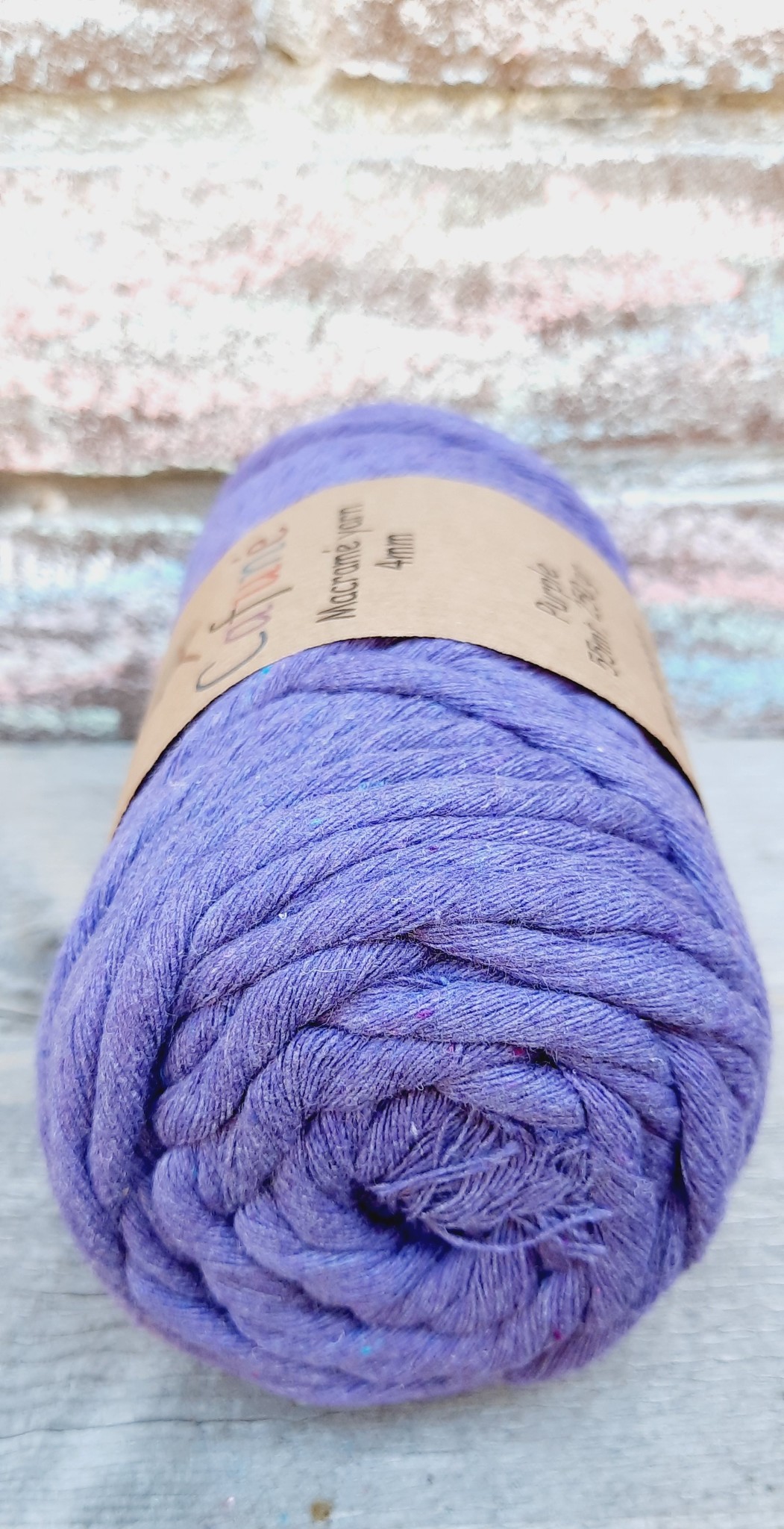 Macrame garen 4mm Paars Single twisted uitkambaar gerecycled katoen