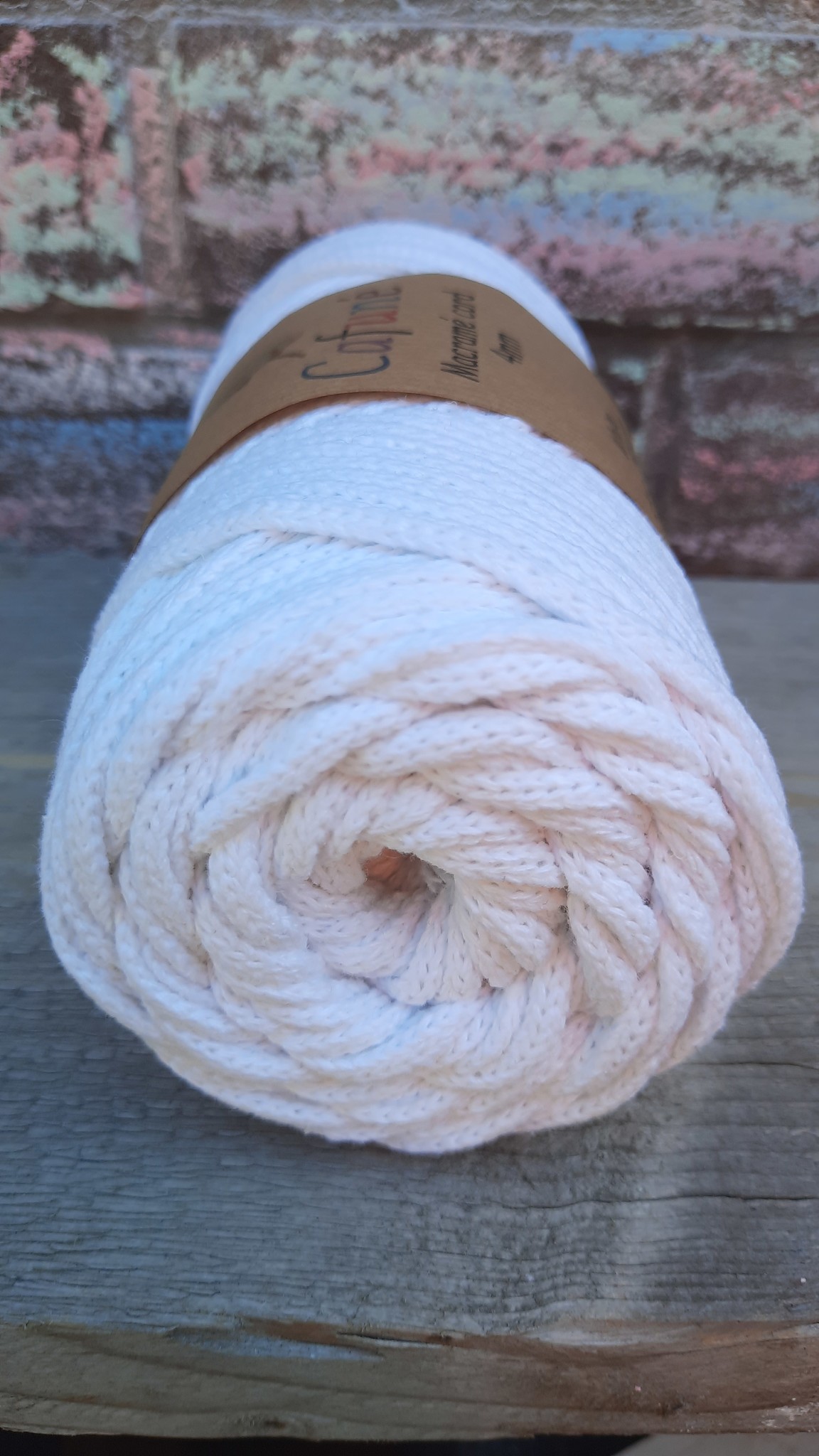 4mm Macrame koord Wit gevlochten gerecycled katoen