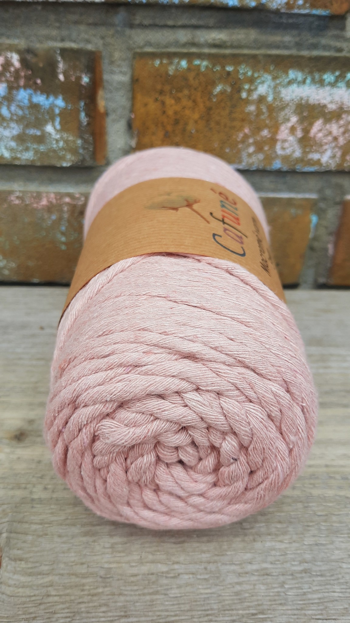 Macrame garen 3mm Poeder enkel gedraaid uitkambaar gerecycled katoen