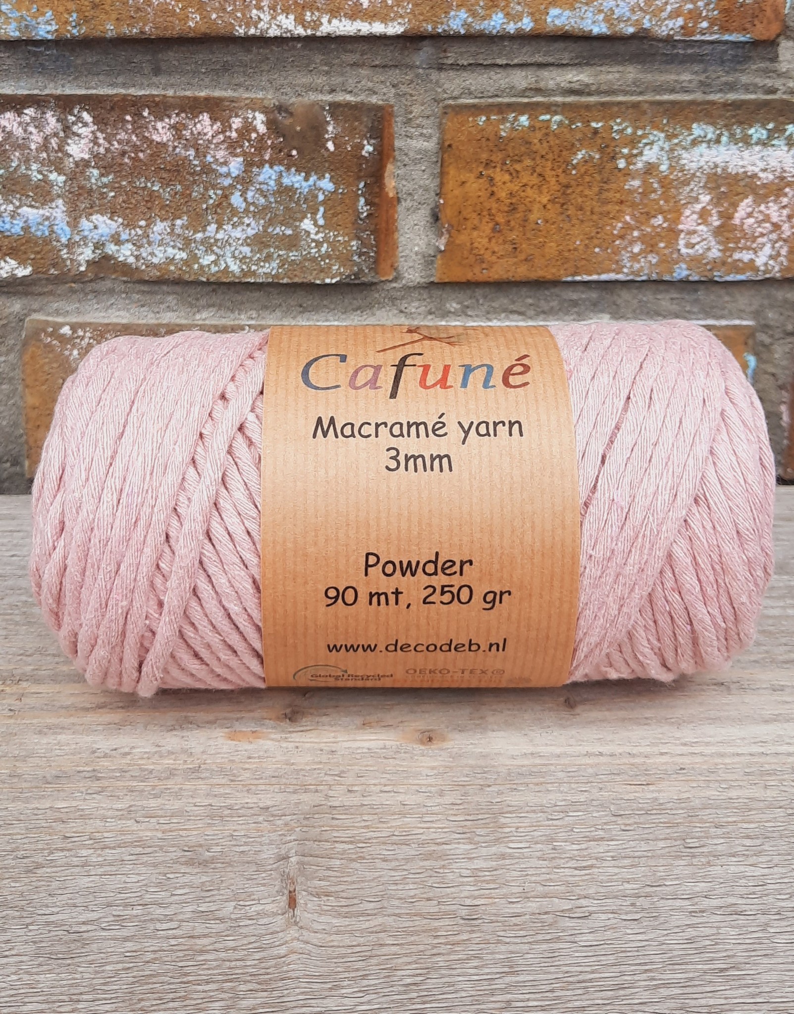 Macrame garen 3mm Poeder enkel gedraaid uitkambaar gerecycled katoen