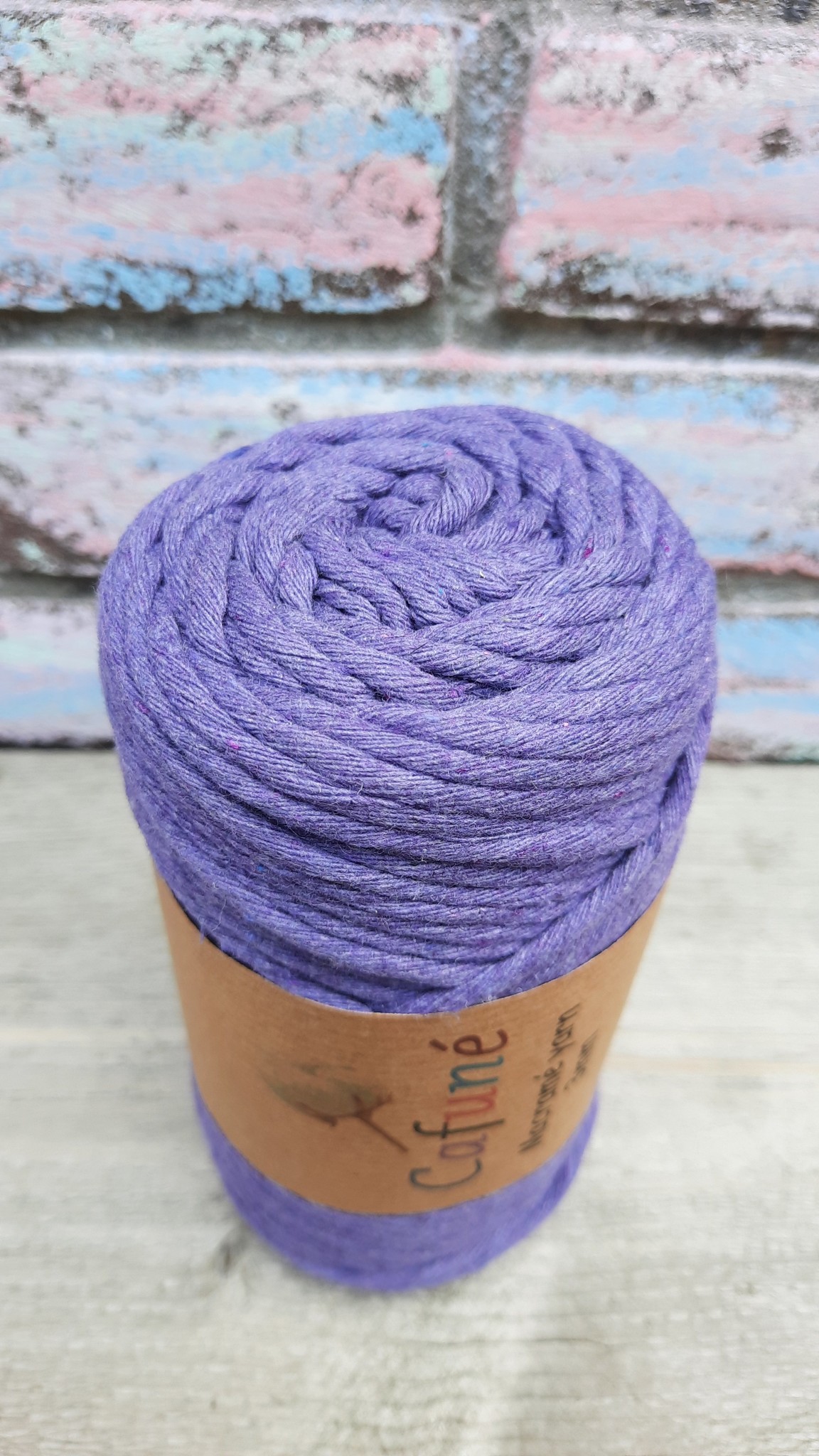 Macrame garen 3mm Paars enkel gedraaid uitkambaar gerecycled katoen