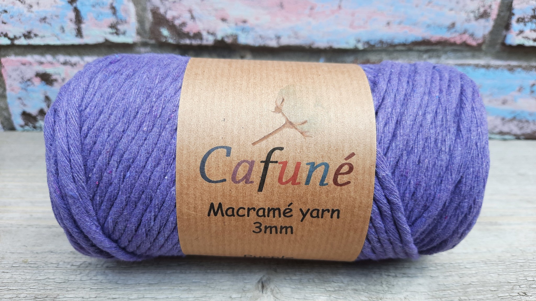 Macrame garen 3mm Paars enkel gedraaid uitkambaar gerecycled katoen