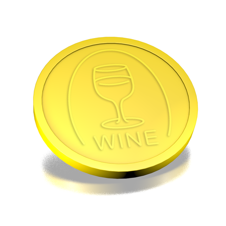 CombiCraft Standard Plastic  Food & Beverage Tokens Ø29mm with Embosed Print of 'wine' - 250 pcs