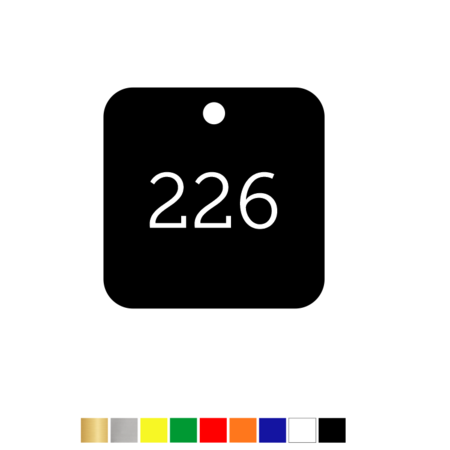 CombiCraft Number Tags Plastic Square 1.6mm thick with rounded edges and 1 hole