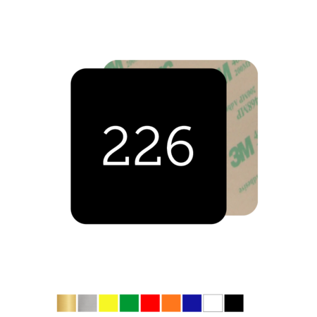 CombiCraft Number Tags Plastic Square 1.6mm thick with rounded edges and tape