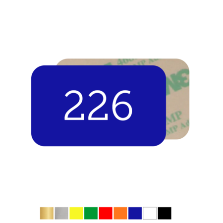 CombiCraft Number Tags Plastic Rectangular Landscape 1.6mm thick with rounded edges and tape