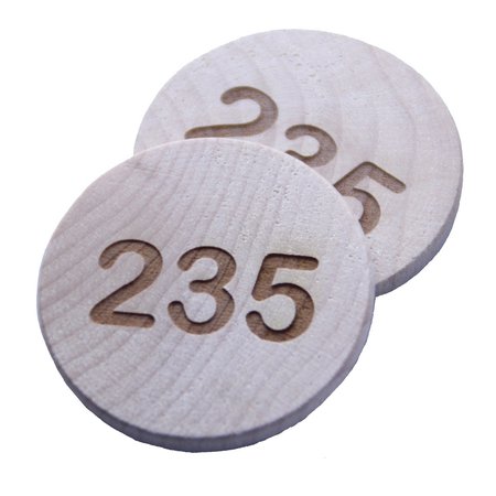 CombiCraft Wooden Number Tags Round with engraving