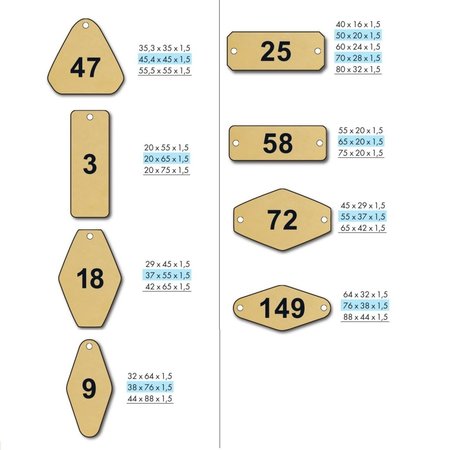 CombiCraft Brass Number Tags with engraving