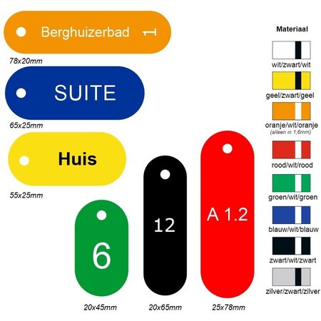 CombiCraft Acrylic Key Tags Small Oval in various sizes and colours
