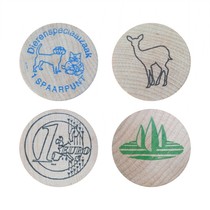 Custom One-Colour Printed Wooden Tokens