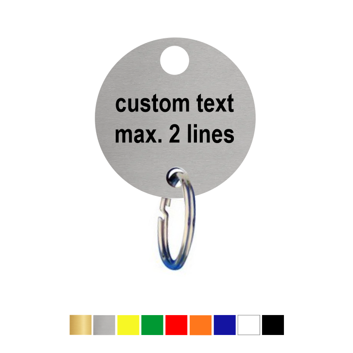 CombiCraft Acrylic Key Tags Round with extra hanging hole and custom text on max. 2 lines