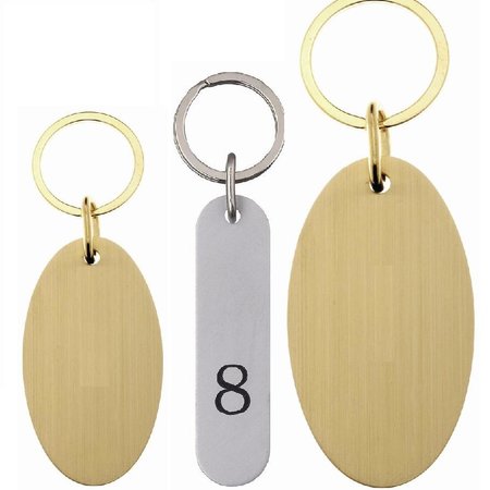 CombiCraft Victor Oval keychains Aluminum in silver or gold "look" with flat key ring