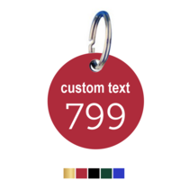 Key Tags Aluminium Coloured with text and num