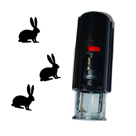 CombiCraft Self-inkt Stamp or Stamper of a Rabbit 10mm / 0.39" round with black inkt