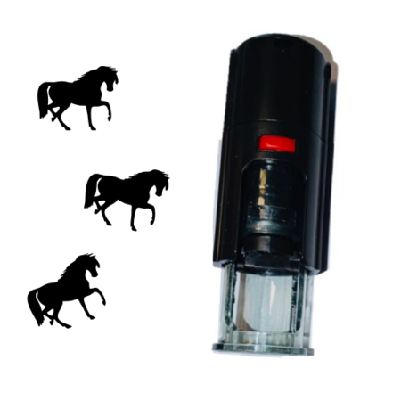 CombiCraft Self-inkt Stamp or Stamper of a Horse 10mm / 0.39" round with black inkt